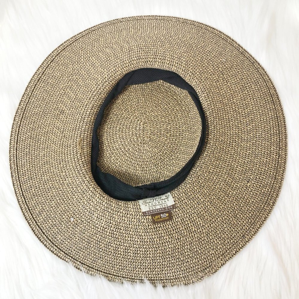 Sun N Sand Paper Braid Collapsible Crown Floppy 4" Brim Summer Women's Brown Hat - Picture 6 of 7